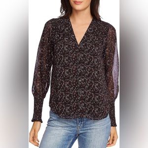 1State Women Floral Pint Button Black Size M